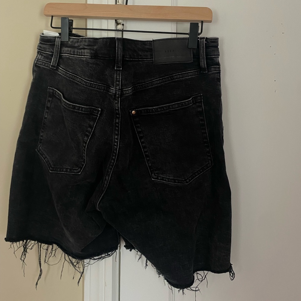 Black mid length jean shorts